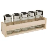 Kruidenrek 6 delig in houten ophangrek